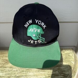 vvtg New York Jets Hat Cap Snap Back Mens Black‎ Green NFL Football 90s